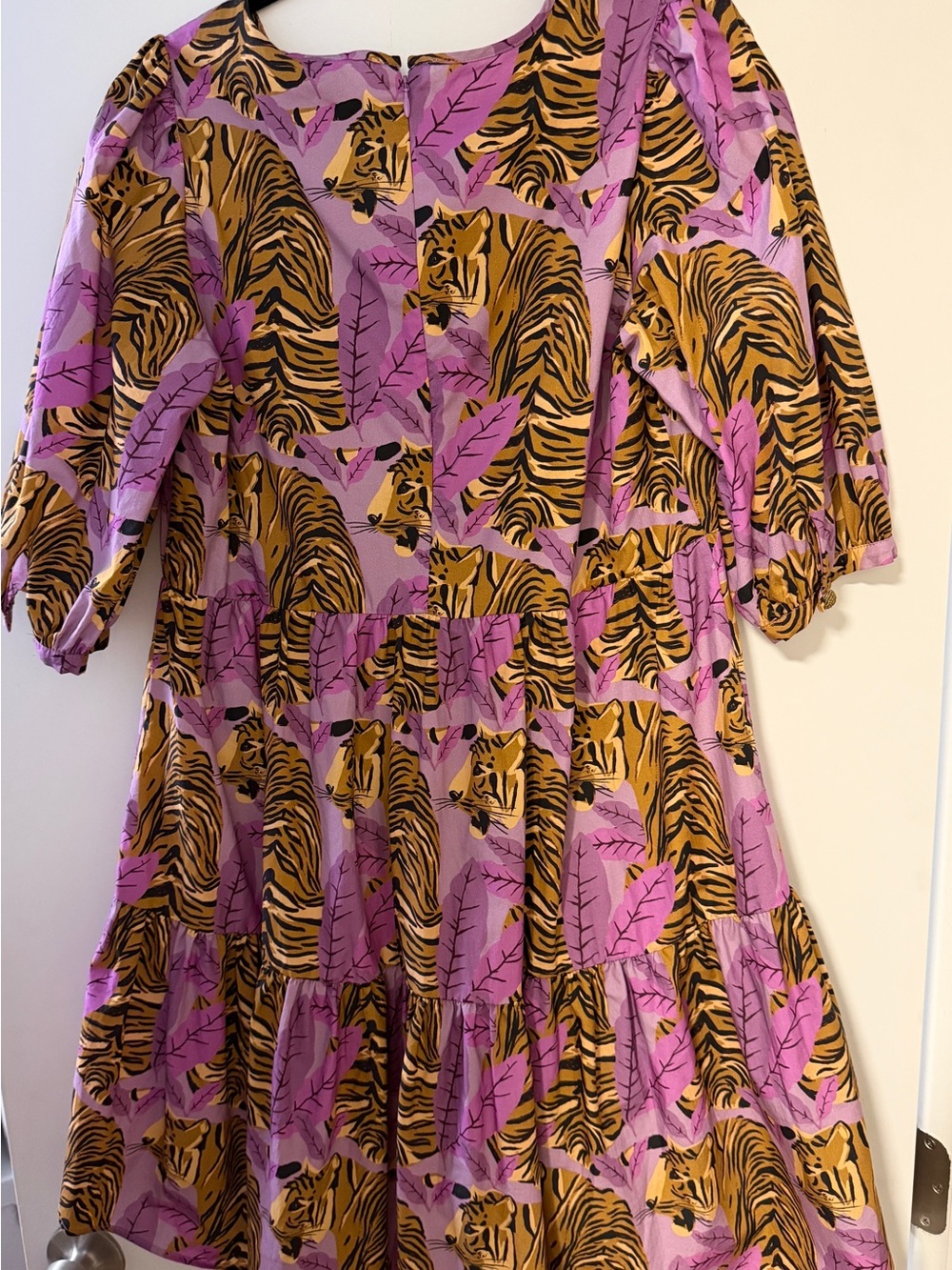 FARM Rio Purple and Yellow Tiger Print Tiered Dress - Picture 2 of 6